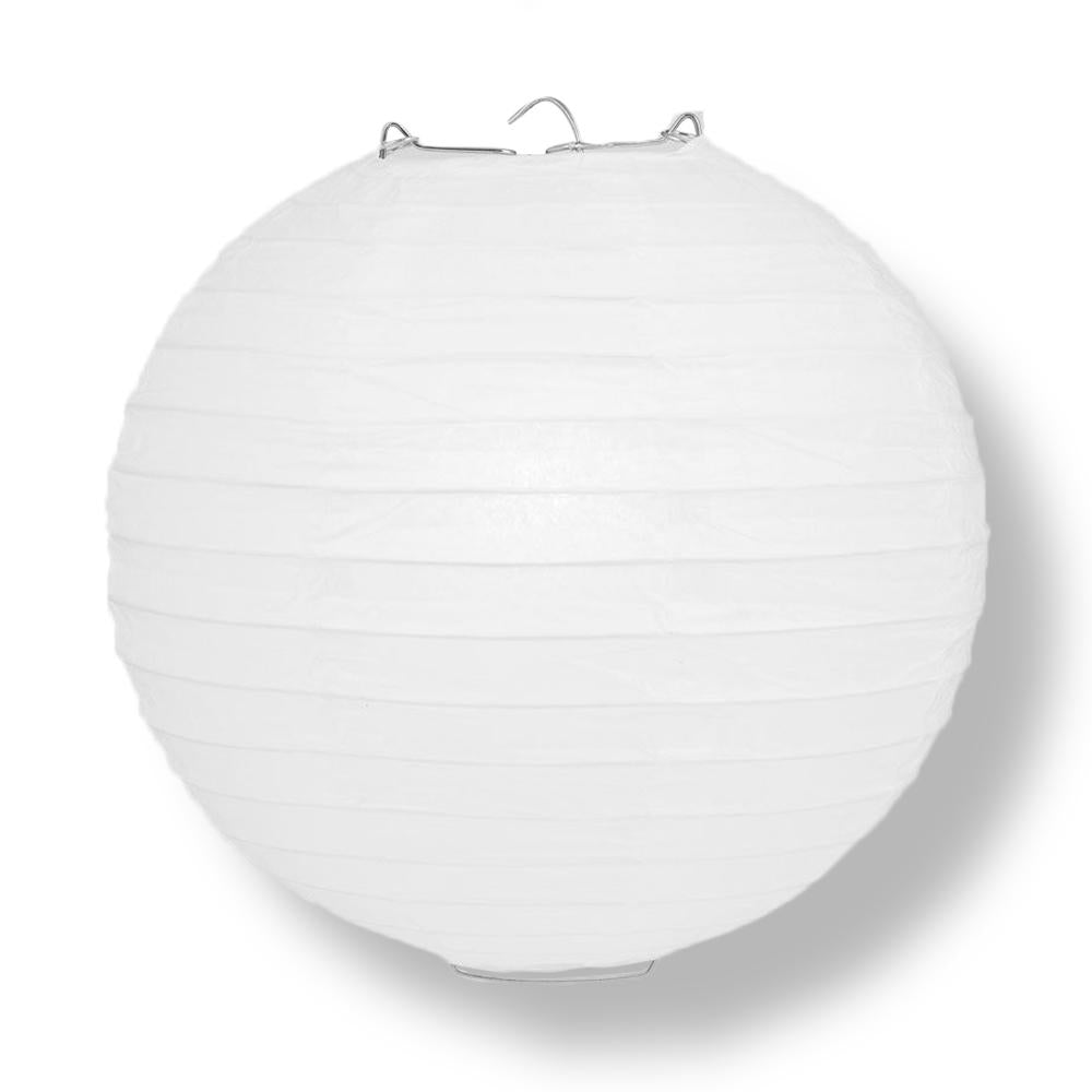 White Round Even Ribbing Paper Lanterns