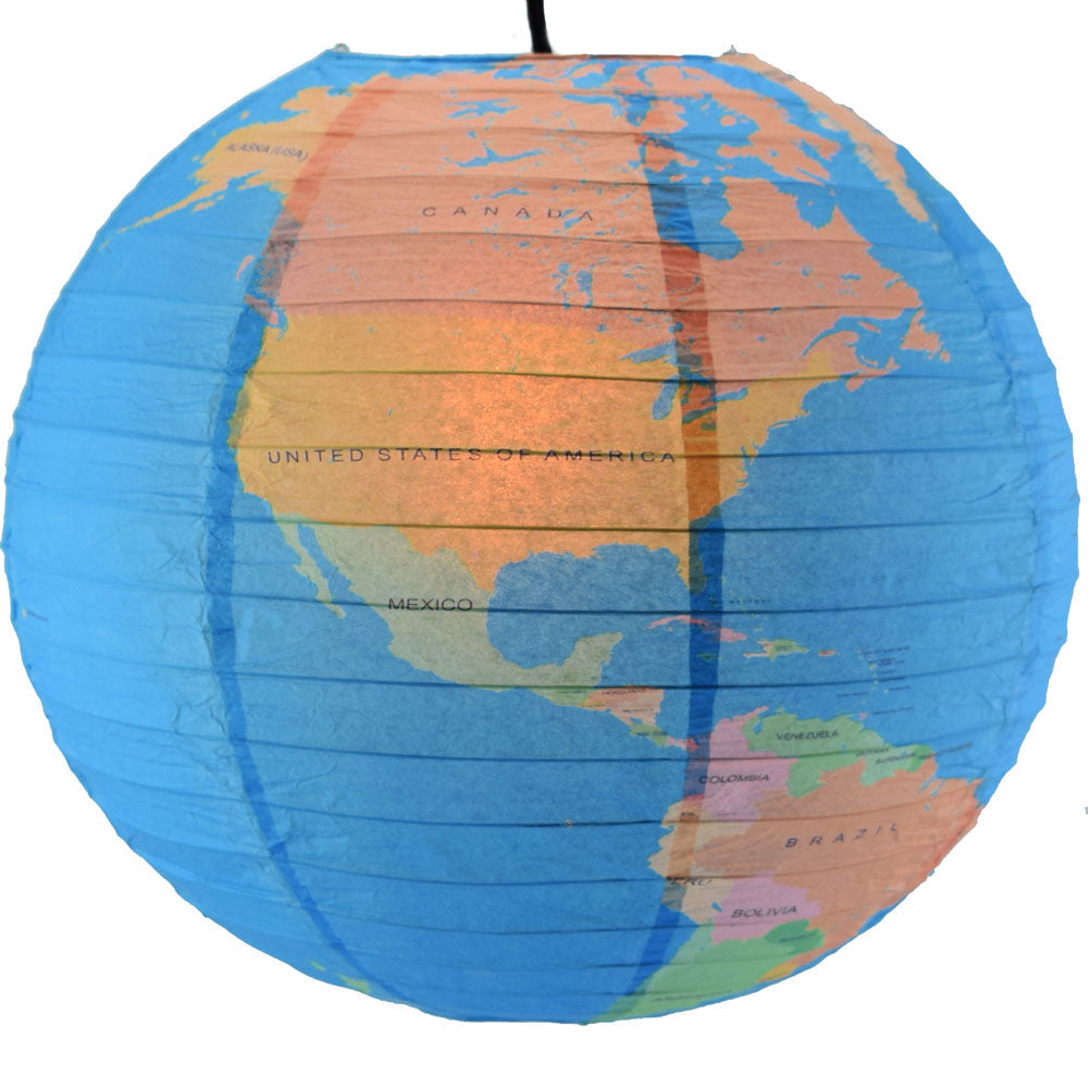 14" Geographical World Map Earth Globe Paper Lantern Hanging Classroom & Party Decoration - PaperLanternStore.com - Paper Lanterns, Decor, Party Lights & More