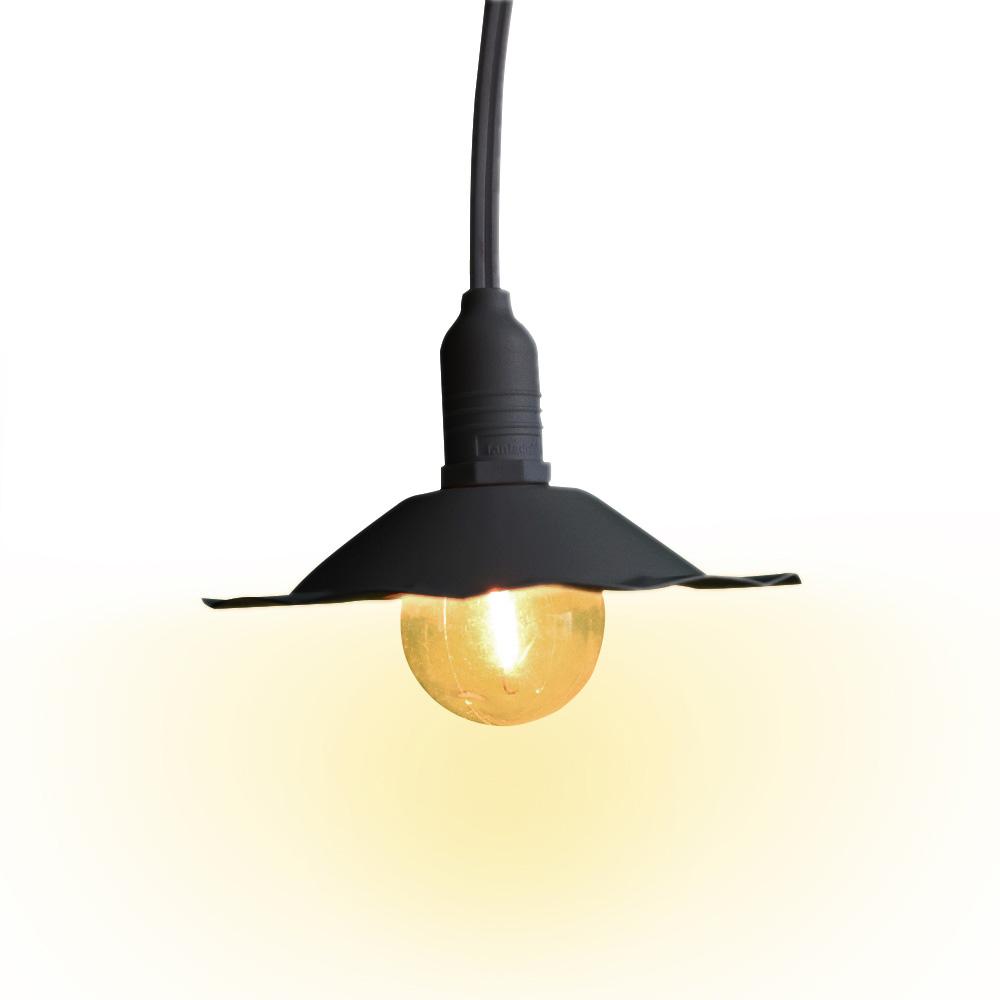 Scallop Patio Metal Light Bulb Shade for Outdoor Commercial String Lights, E12, Black - PaperLanternStore.com - Paper Lanterns, Decor, Party Lights & More