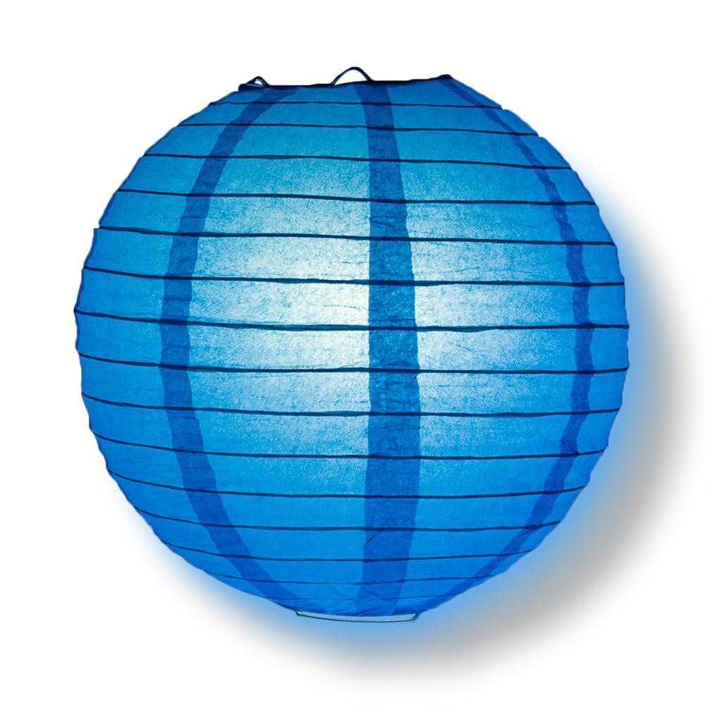 8/12/16" Turquoise Round Paper Lanterns, Even Ribbing (3-Pack Cluster) - PaperLanternStore.com - Paper Lanterns, Decor, Party Lights & More