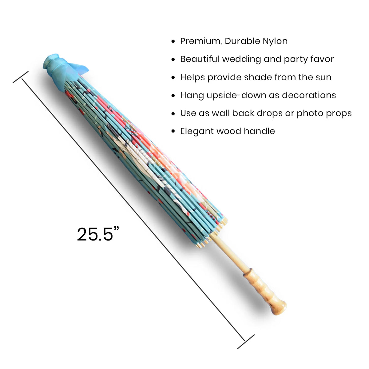 32 Inch Crane and Cherry Blossom Premium Nylon Parasol Umbrella with Elegant Handle