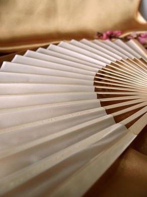 9" Beige / Ivory Silk Hand Fans for Weddings (10 Pack) - Luna Bazaar | Boho & Vintage Style Decor