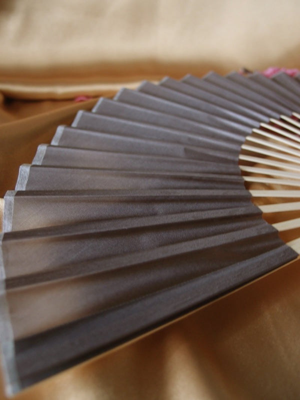 9" Gray / Grey Silk Hand Fans for Weddings (10 Pack)
