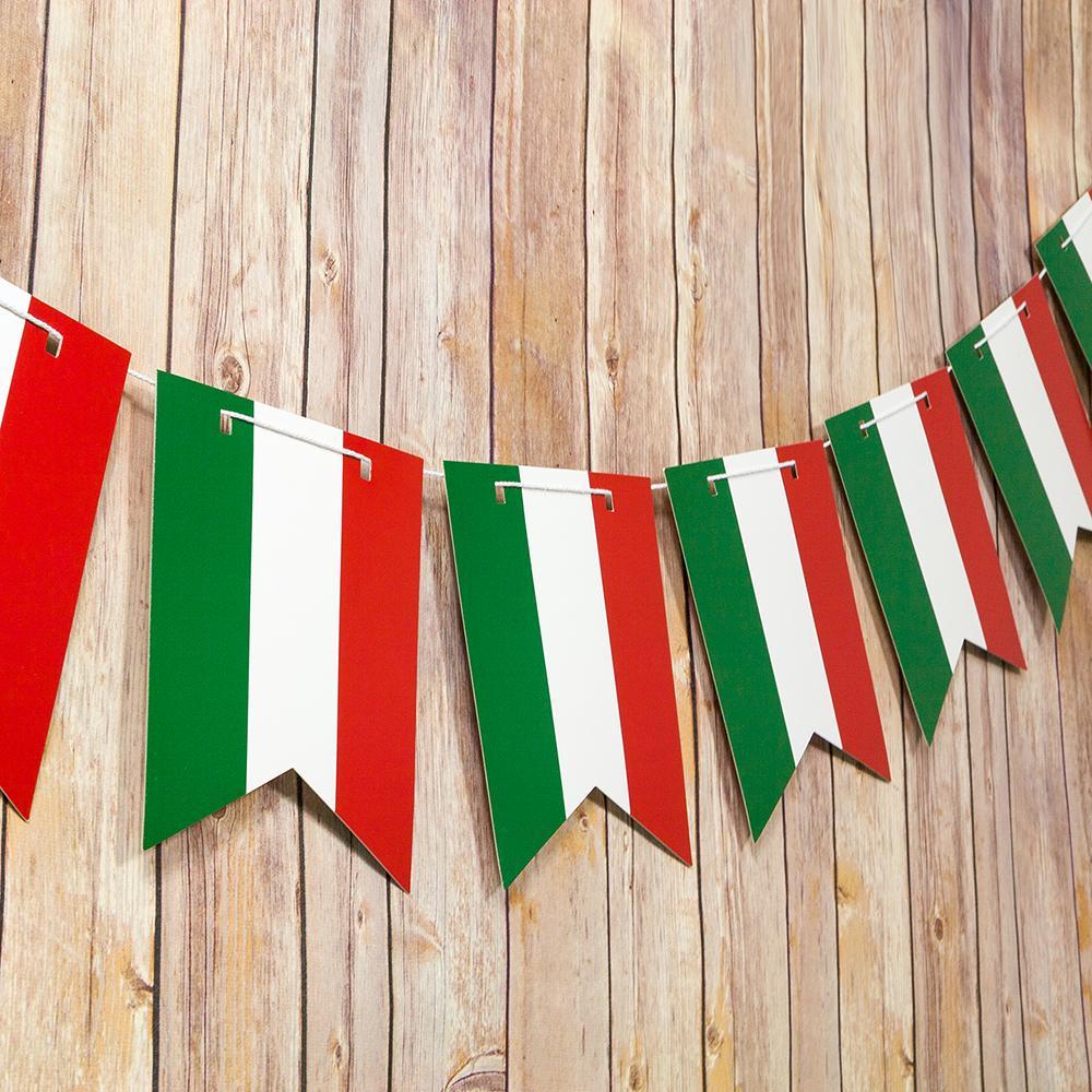 Italian Flag Italy Country Pattern Guidon Pennant Banner Garland (11FT) - PaperLanternStore.com - Paper Lanterns, Decor, Party Lights & More