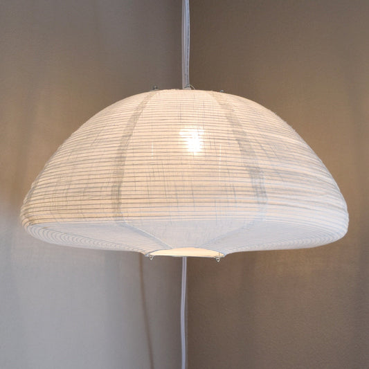 Mushroom Dome Shaped Linen Fabric Lantern Lampshade, Handcrafted, Durable, White Beige (19"W x 8"H)