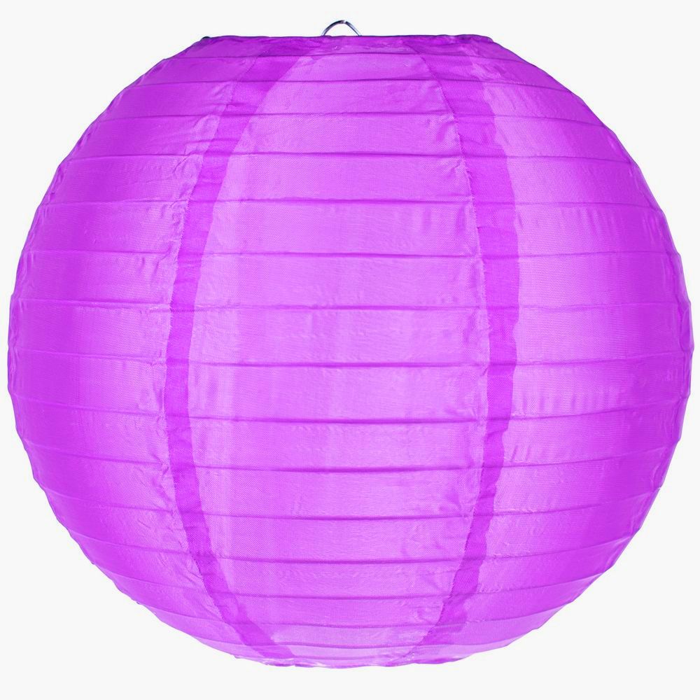 4" Violet Round Shimmering Nylon Lantern, Even Ribbing, Hanging Decoration (10-Pack) - PaperLanternStore.com - Paper Lanterns, Decor, Party Lights & More