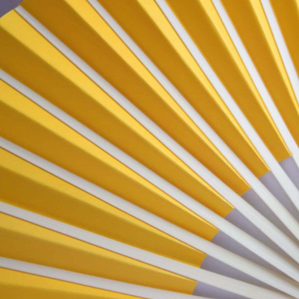 9" Yellow-Orange Paper Hand Fans for Weddings, Premium Paper Stock (10 Pack) - PaperLanternStore.com - Paper Lanterns, Decor, Party Lights & More