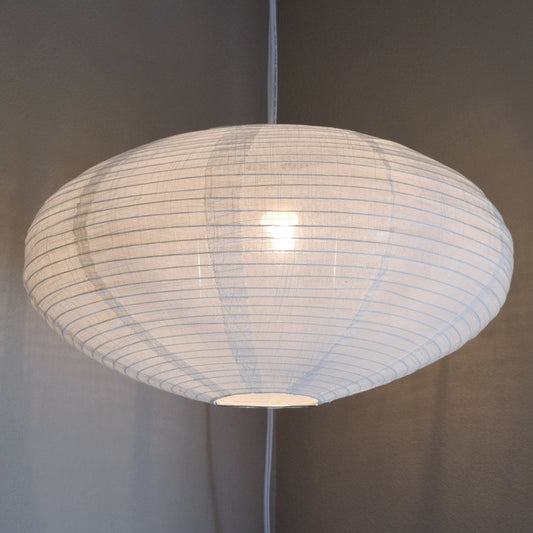 Large Saturn Oval Shaped Linen Fabric Lantern Lampshade, Handcrafted, Durable, White Beige (19"W x 10"H)