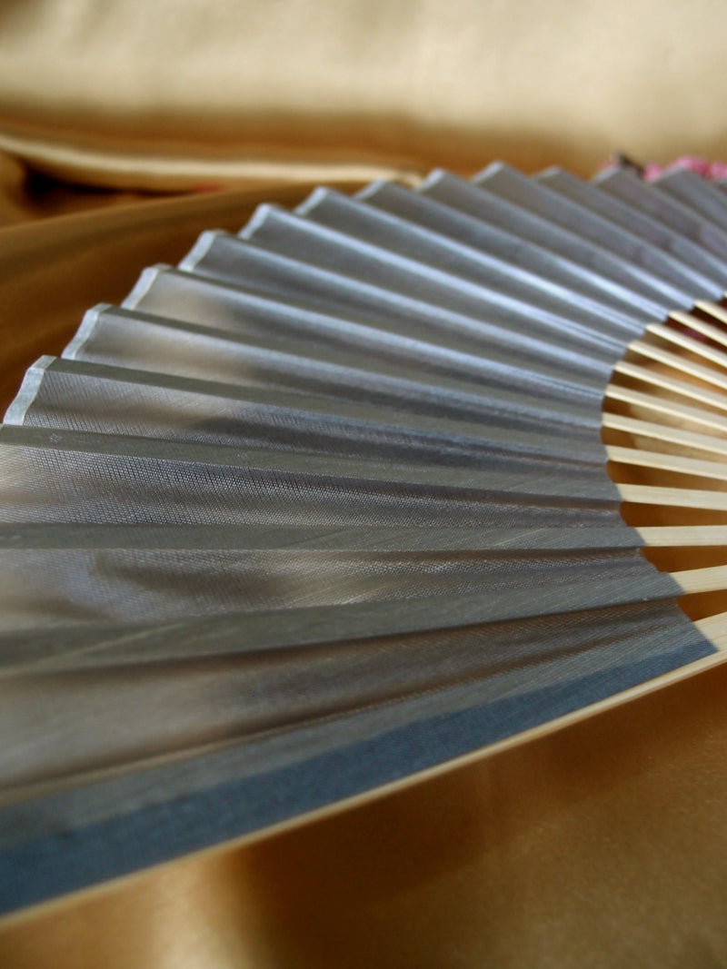 9" Silver Silk Hand Fans for Weddings (10 Pack) - PaperLanternStore.com - Paper Lanterns, Decor, Party Lights & More