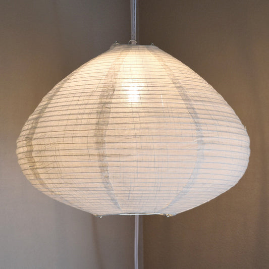 Bulbous Shaped Linen Fabric Lantern Lampshade, Handcrafted, Durable, White Beige (16"W x 11"H)