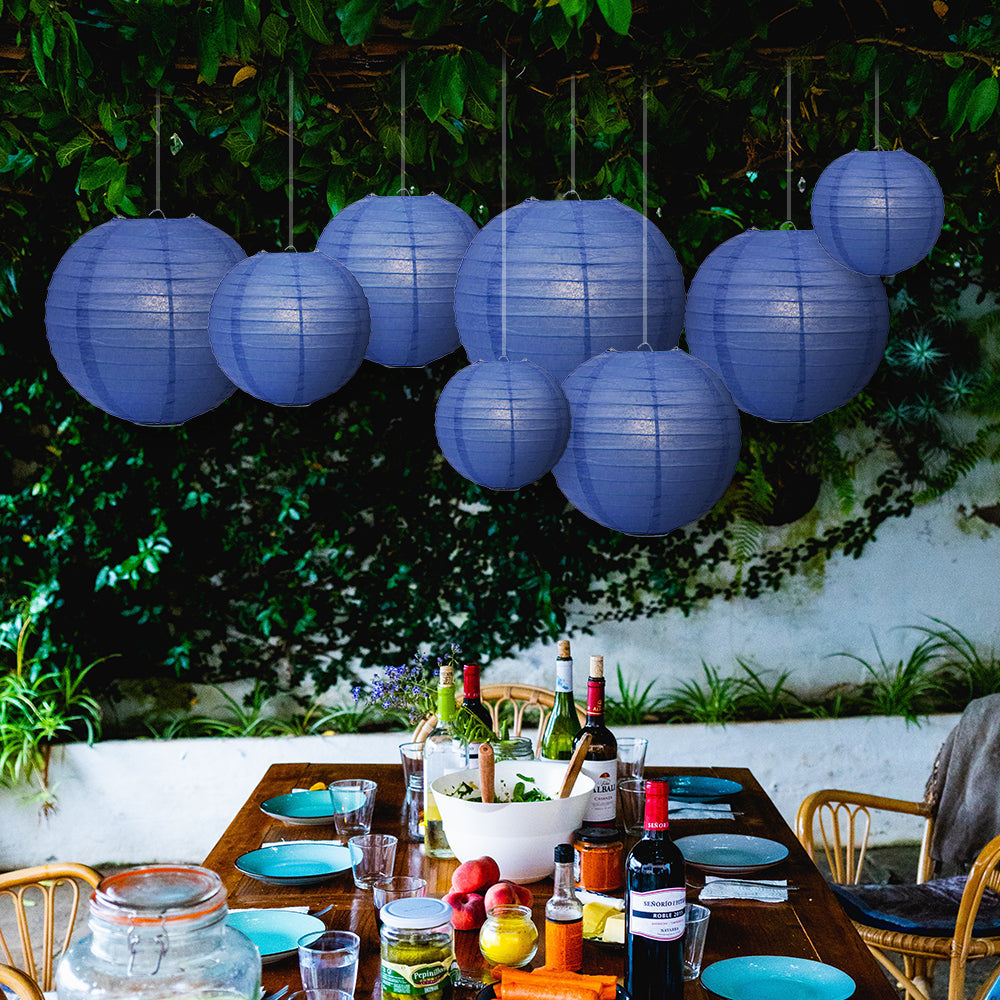 Ultimate 20pc Dark Blue Paper Lantern Party Pack - Assorted Sizes of 6, 8, 10, 12 for Weddings, Birthday, Events and Decor - PaperLanternStore.com - Paper Lanterns, Decor, Party Lights & More