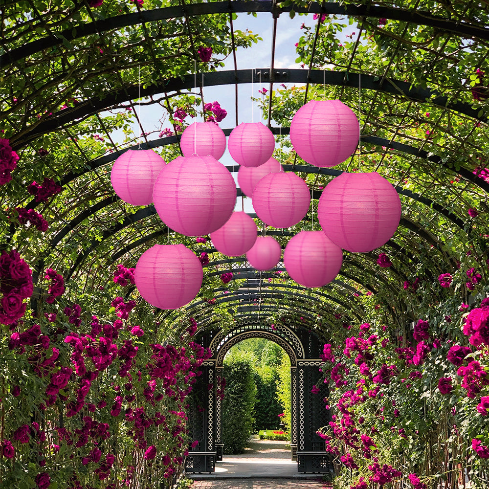 Ultimate 20pc Hot Pink Paper Lantern Party Pack - Assorted Sizes of 6, 8, 10, 12 for Weddings, Birthday, Events and Decor - PaperLanternStore.com - Paper Lanterns, Decor, Party Lights & More