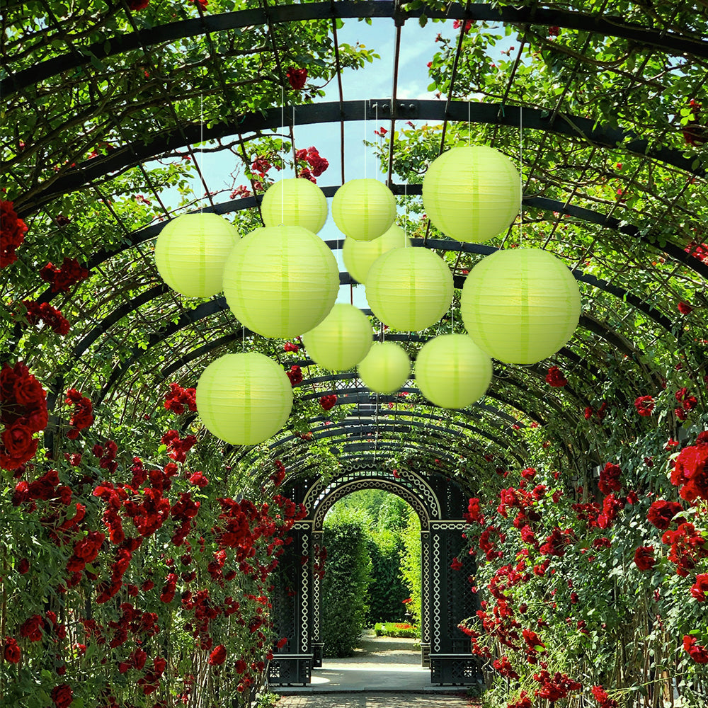 Ultimate 20pc Light Lime Paper Lantern Party Pack - Assorted Sizes of 6, 8, 10, 12 for Weddings, Birthday, Events and Decor - PaperLanternStore.com - Paper Lanterns, Decor, Party Lights & More