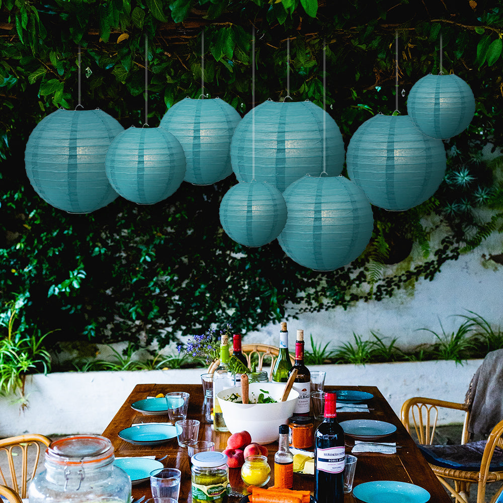 Ultimate 20pc Tahiti Teal Paper Lantern Party Pack - Assorted Sizes of 6, 8, 10, 12 for Weddings, Birthday, Events and Decor - PaperLanternStore.com - Paper Lanterns, Decor, Party Lights & More