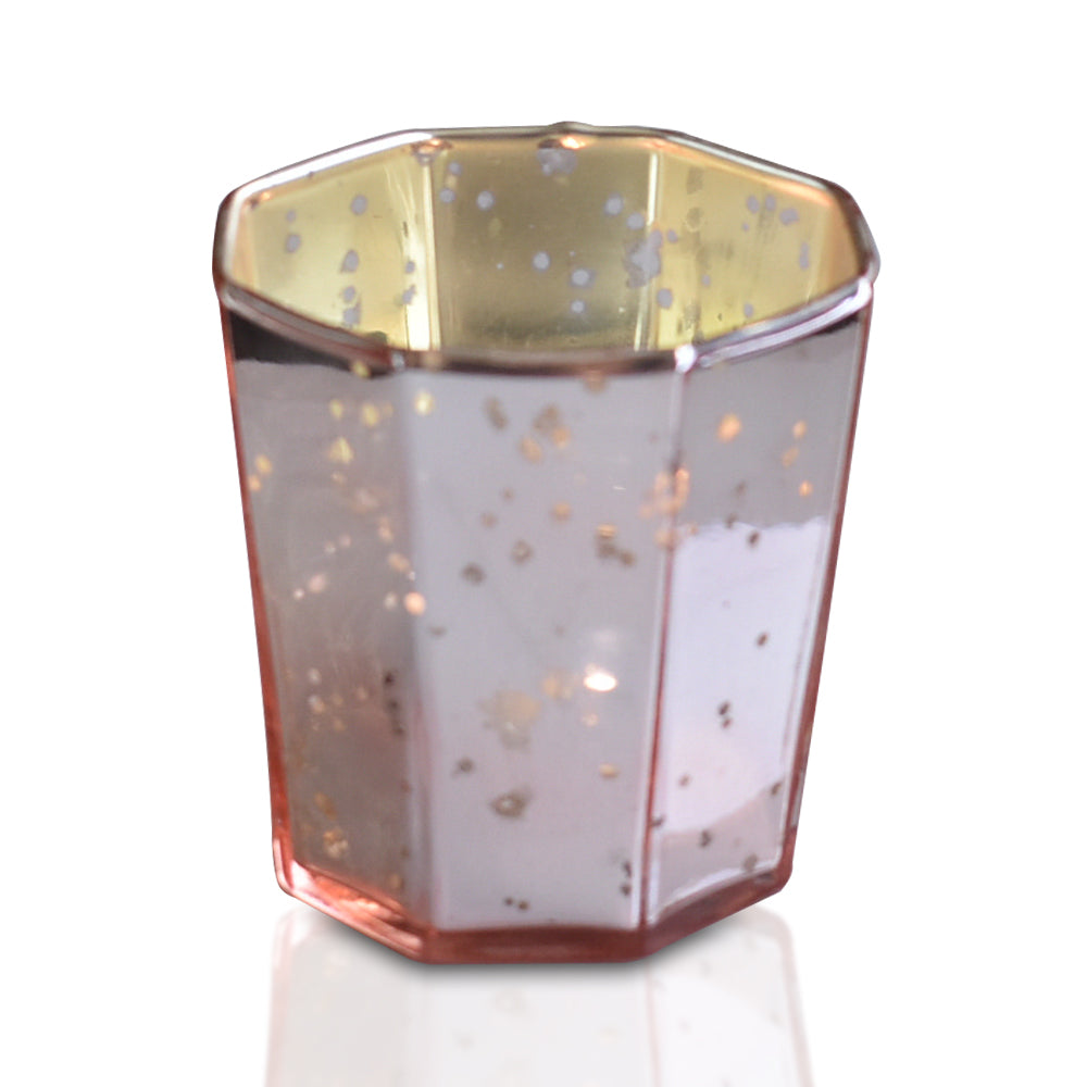 6 Pack | Patricia Mercury Glass Tealight Holders (Rose Gold Pink) For Use with Tea Lights - For Home Decor, Parties and Wedding Decorations - PaperLanternStore.com - Paper Lanterns, Decor, Party Lights & More