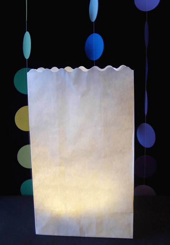 White Solid Color Paper Luminaries / Luminary Lantern Bags Path Lighting (10 PACK) - PaperLanternStore.com - Paper Lanterns, Decor, Party Lights & More