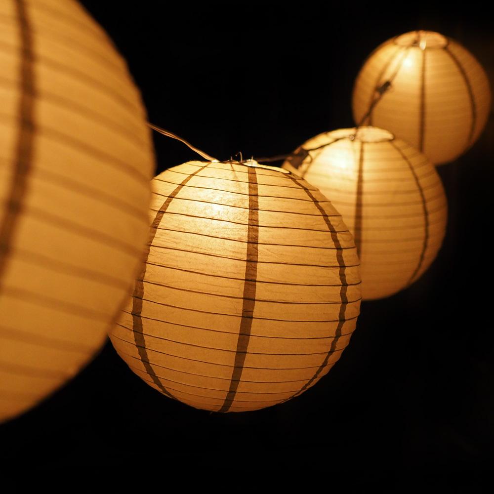 MoonBright 12" Gold Paper Lantern String Light Set (10-PACK Combo Kit) - AsianImportStore.com - B2B Wholesale Lighting and Decor