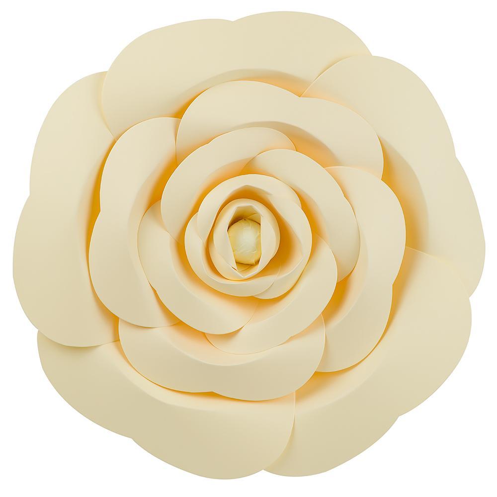 Premium Large 12" Pre-made Vanilla Cream Beige Garden Rose Paper Flower Backdrop Wall Decor for Weddings, Photo Shoots, Birthday Parties and more (24 PACK) - AsianImportStore.com - B2B Wholesale Lighting and Décor
