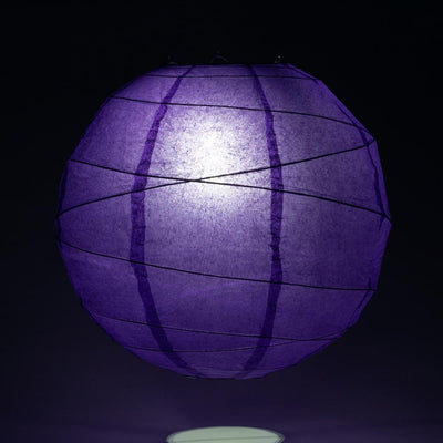 12" Plum Purple Round Paper Lantern, Crisscross Ribbing, Hanging Decoration - AsianImportStore.com - B2B Wholesale Lighting and Decor