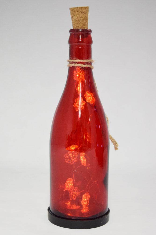  12" Red Snowflake LED Wine Bottle Fairy Light Glass Christmas Holiday Decoration - AsianImportStore.com - B2B Wholesale Lighting and Decor