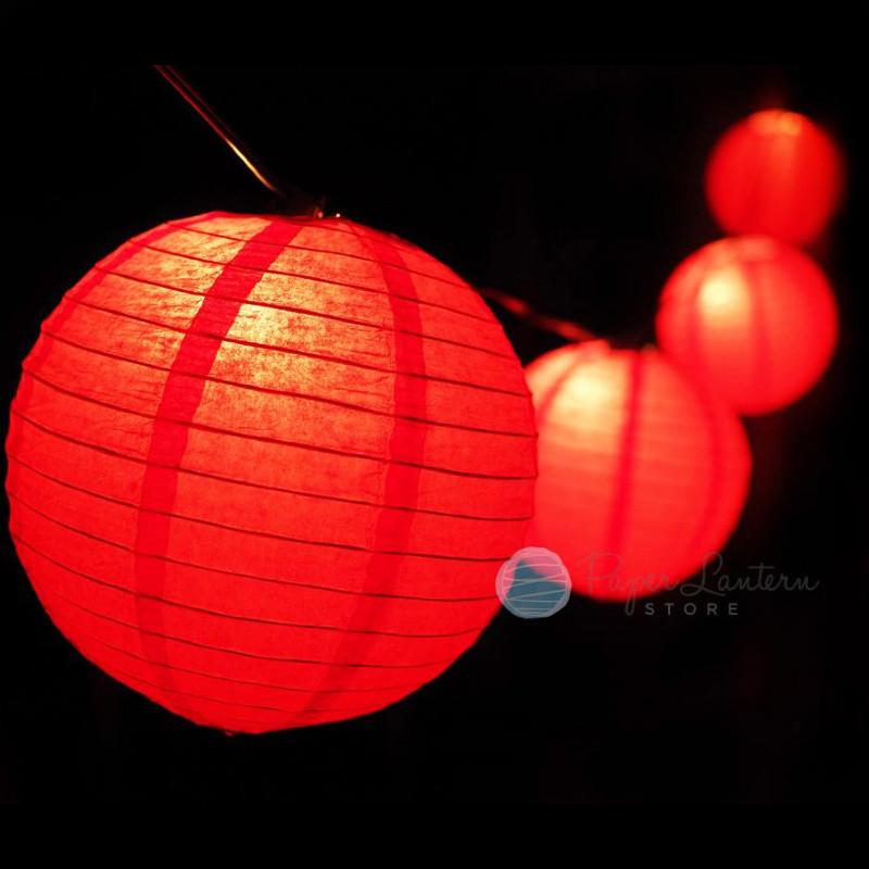 MoonBright 12" Red Paper Lantern Outdoor String Light Set (10-PACK Combo Kit) - AsianImportStore.com - B2B Wholesale Lighting and Decor