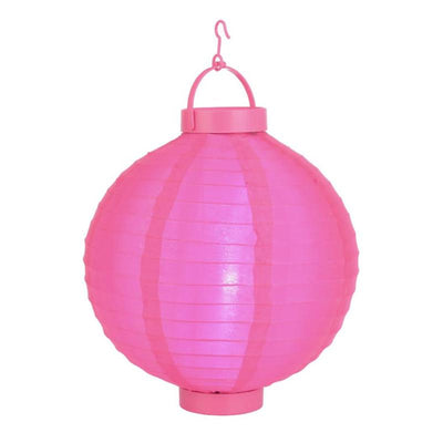 12" Hot Pink 16 LED Round Battery Operated Shimmering Nylon Lantern - AsianImportStore.com - B2B Wholesale Lighting and Decor