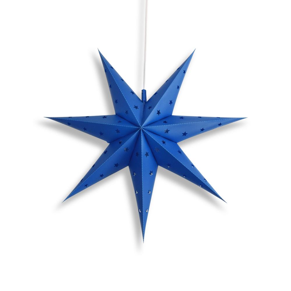 13" Dark Blue 7-Point Weatherproof Star Lantern Lamp, Hanging Decoration (Shade Only)