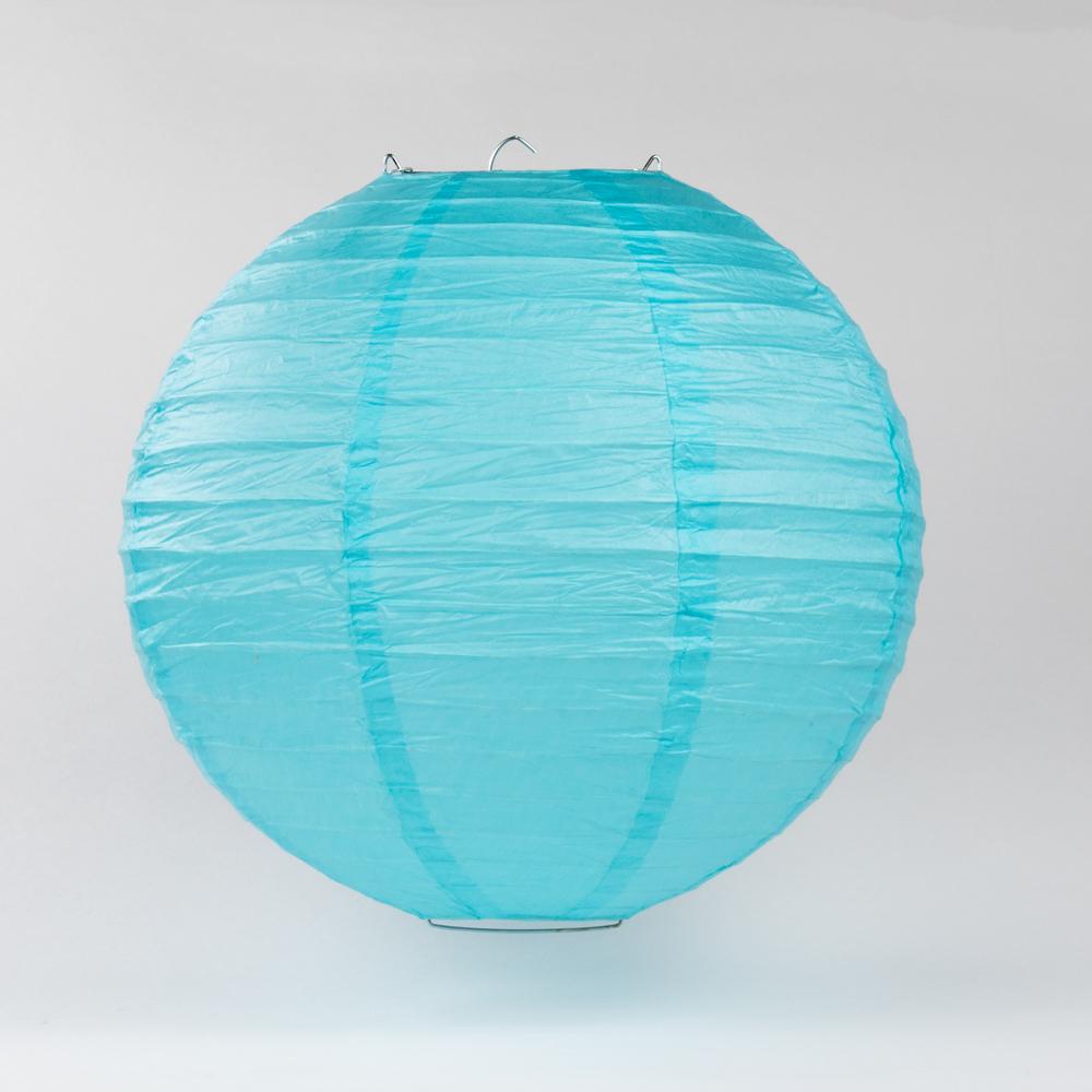 14" Baby Blue Round Paper Lantern, Even Ribbing, Chinese Hanging Wedding & Party Decoration - AsianImportStore.com - B2B Wholesale Lighting and Decor
