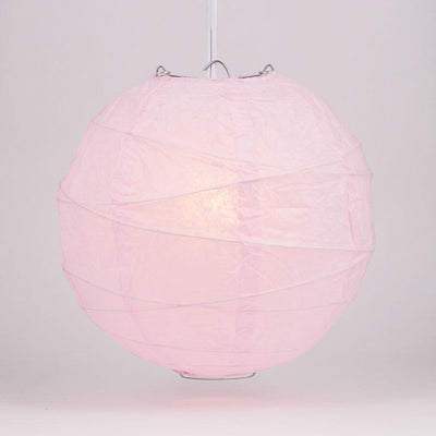 16" Pink Round Paper Lantern, Crisscross Ribbing, Chinese Hanging Wedding & Party Decoration - AsianImportStore.com - B2B Wholesale Lighting and Decor