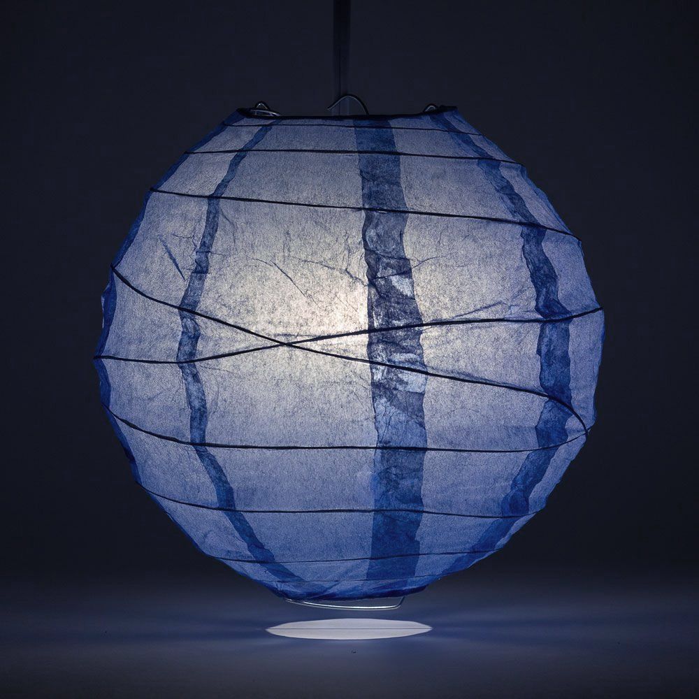 14" Serenity Blue Round Paper Lantern, Crisscross Ribbing, Hanging Decoration - AsianImportStore.com - B2B Wholesale Lighting and Decor