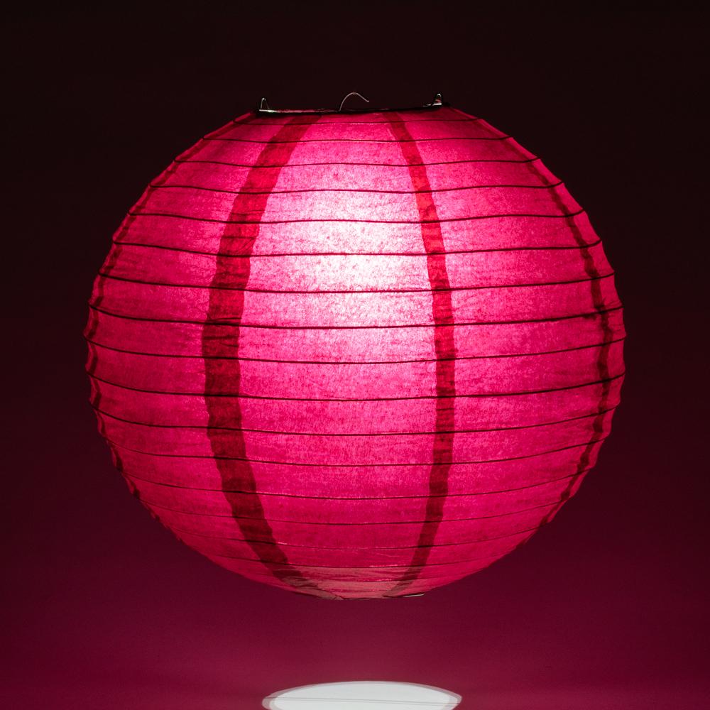 16" Velvet Rose Red Round Paper Lantern, Even Ribbing, Hanging Decoration - AsianImportStore.com - B2B Wholesale Lighting and Decor