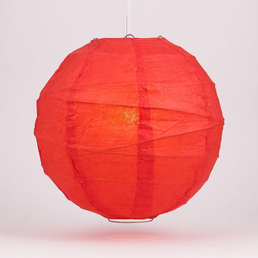 12" Red Round Paper Lantern, Crisscross Ribbing, Chinese Hanging Wedding & Party Decoration - AsianImportStore.com - B2B Wholesale Lighting and Decor