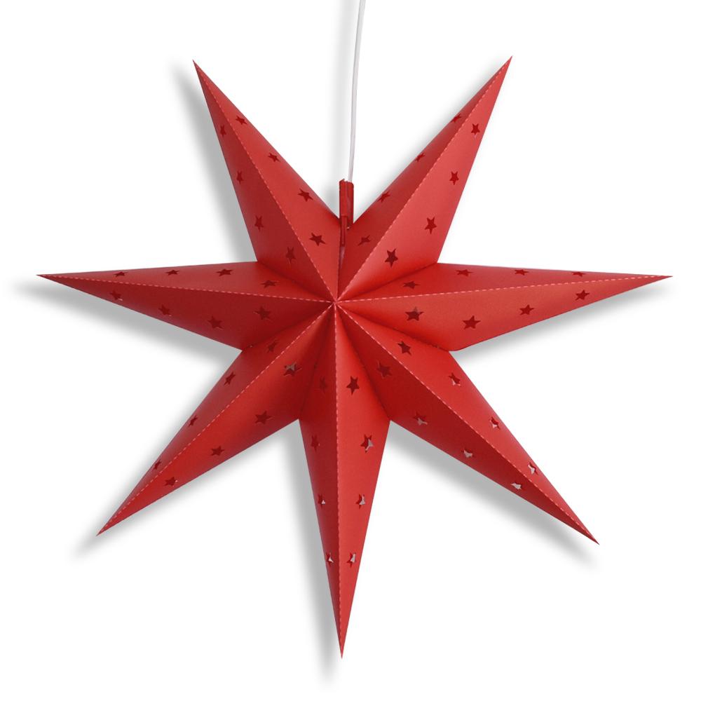 23" Red 7-Point Weatherproof Star Lantern Lamp, Hanging Decoration (Shade Only)