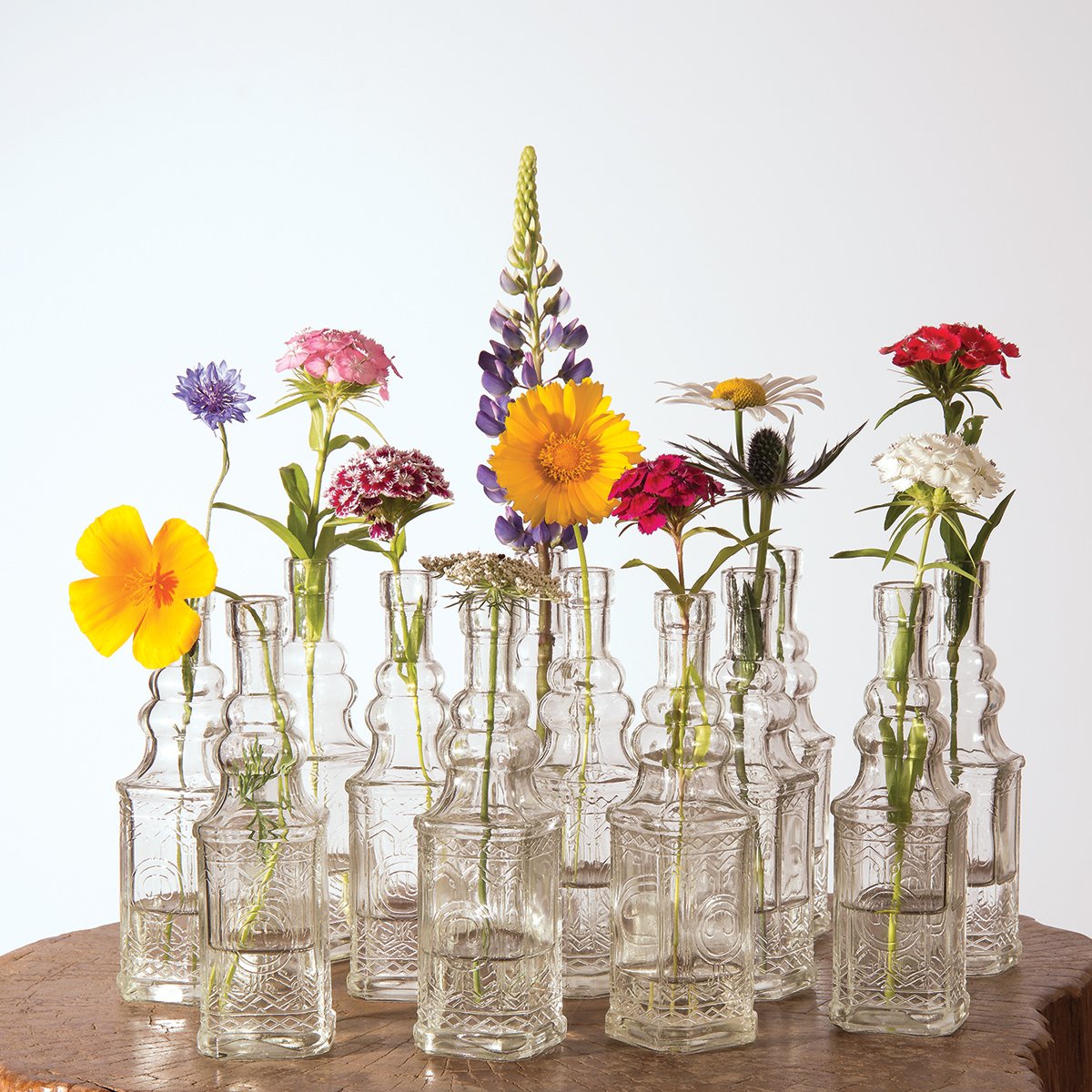 12 Pack | 6.5" Ella Clear Vintage Glass Bottle with Cork - DIY Wedding Flower Bud Vases - AsianImportStore.com - B2B Wholesale Lighting and Decor