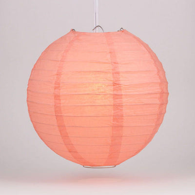 30" Roseate / Pink Coral Jumbo Round Paper Lantern, Even Ribbing, Chinese Hanging Wedding & Party Decoration - AsianImportStore.com - B2B Wholesale Lighting and Decor