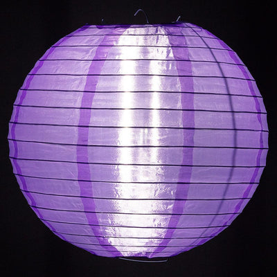 30" Light Purple Jumbo Shimmering Nylon Lantern, Even Ribbing, Durable, Dry Outdoor Hanging Decoration - AsianImportStore.com - B2B Wholesale Lighting & Décor since 2002.