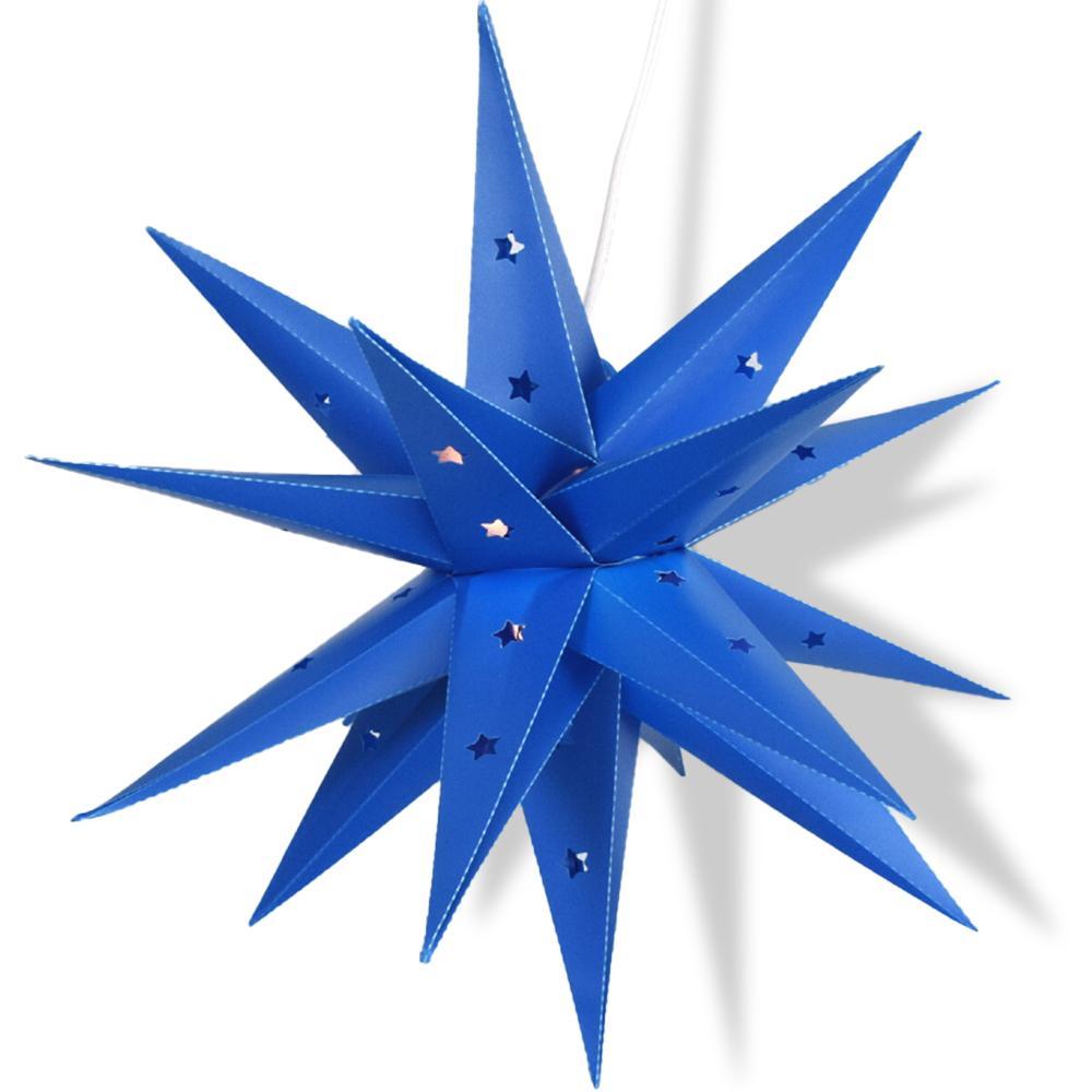 15" Dark Blue Weatherproof Moravian Star Lantern Lamp, Hanging Decoration (Shade Only)