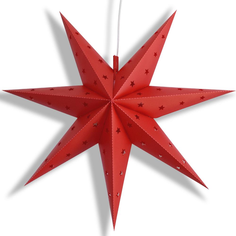 29" Red 7-Point Weatherproof Star Lantern Lamp, Hanging Decoration (Shade Only)