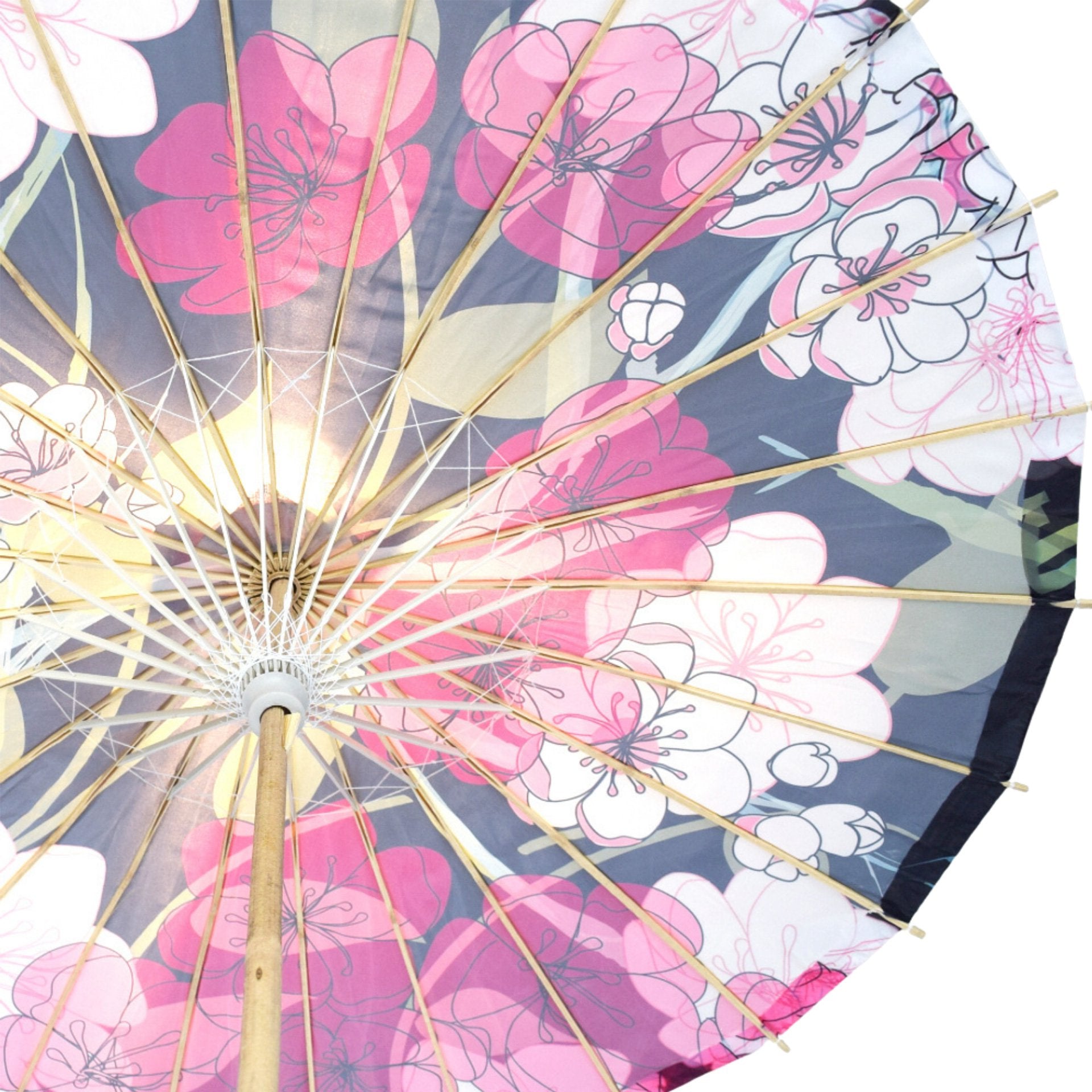 32" Midnight Spring Cherry Blossom Premium Nylon Parasol Umbrella with Elegant Handle