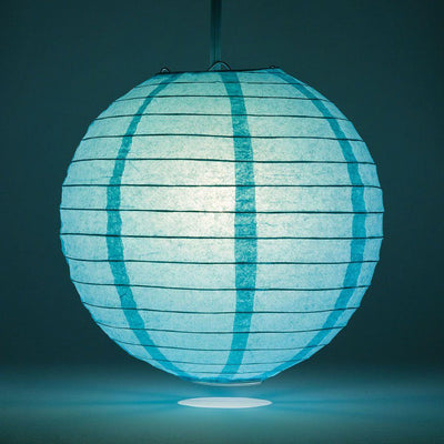 6" Water Blue Round Paper Lantern, Even Ribbing, Chinese Hanging Wedding & Party Decoration - AsianImportStore.com - B2B Wholesale Lighting and Decor