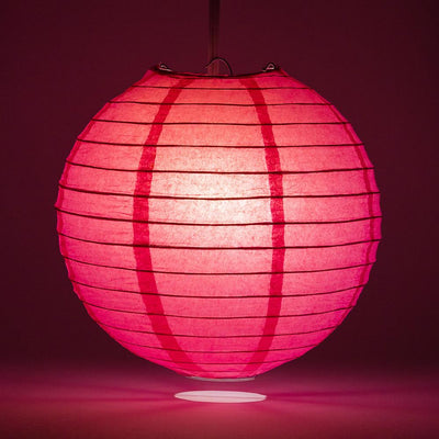 12" Fuchsia / Hot Pink Round Paper Lantern, Even Ribbing, Chinese Hanging Wedding & Party Decoration - AsianImportStore.com - B2B Wholesale Lighting and Decor