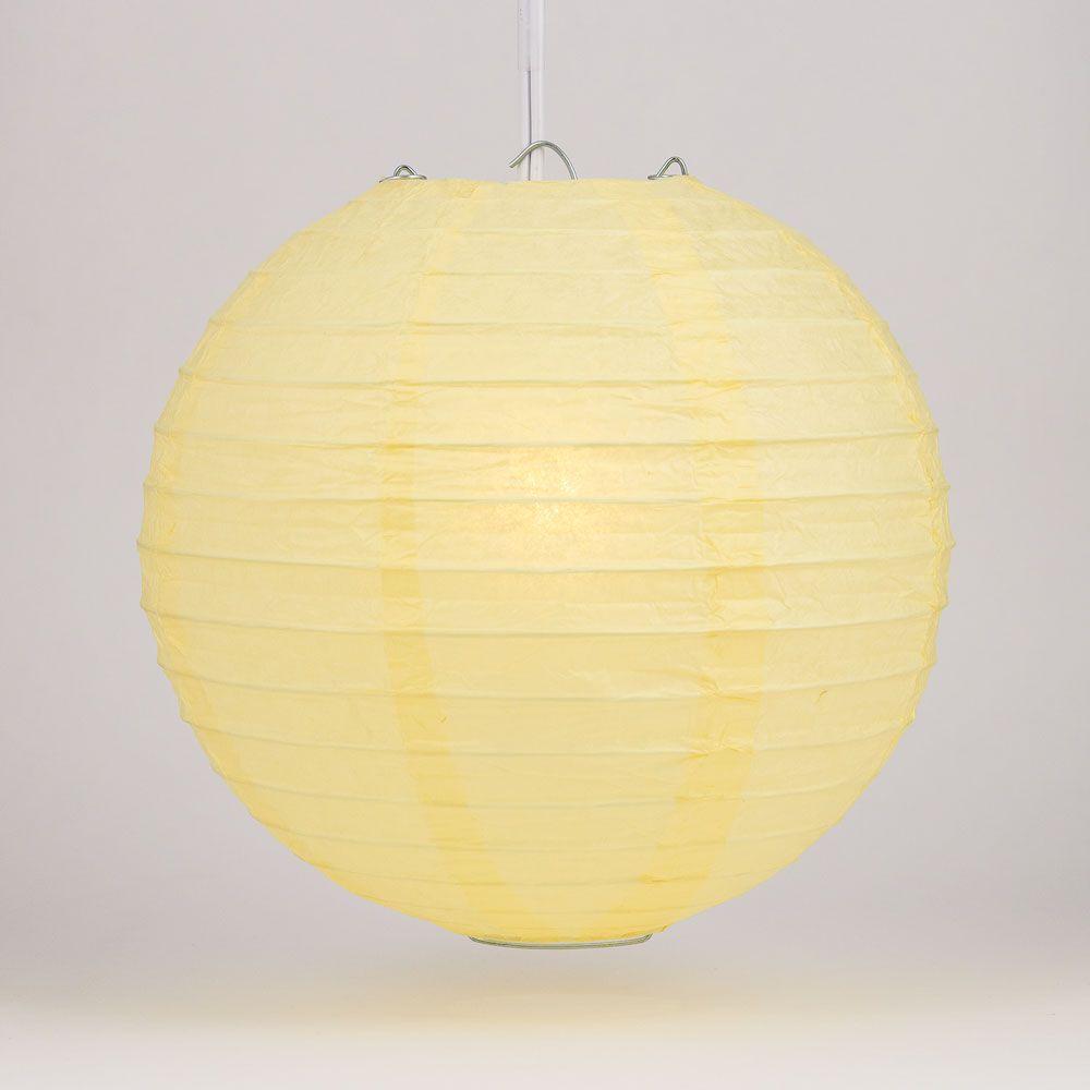 4" Lemon Yellow Round Paper Lantern, Even Ribbing, Hanging Decoration (10-Pack) - AsianImportStore.com - B2B Wholesale Lighting and Decor