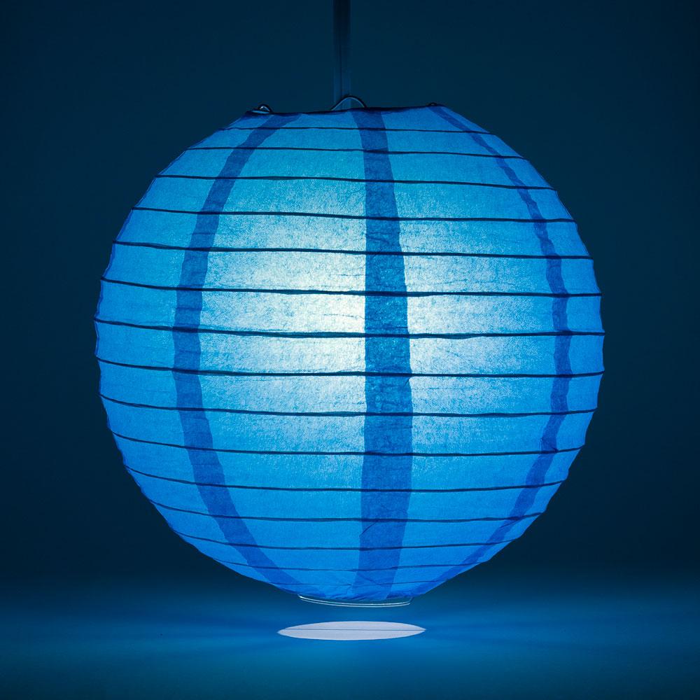 24" Turquoise Round Paper Lantern, Even Ribbing, Chinese Hanging Wedding & Party Decoration - AsianImportStore.com - B2B Wholesale Lighting and Decor