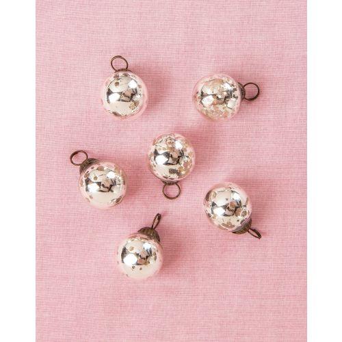6 Pack | 1.5-Inch Silver Ava Mini Mercury Handcrafted Glass Balls Ornaments Christmas Tree Decoration