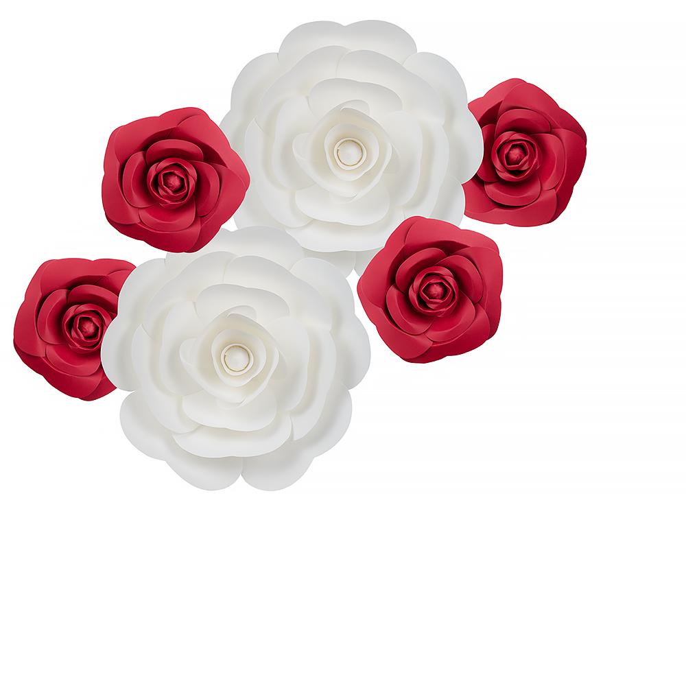  6-Pc Combo White Ranunculus / Red Rose Paper Flower Backdrop Wall Decor for Weddings, Photo Shoots, Birthday Parties and More - AsianImportStore.com - B2B Wholesale Lighting and Decor