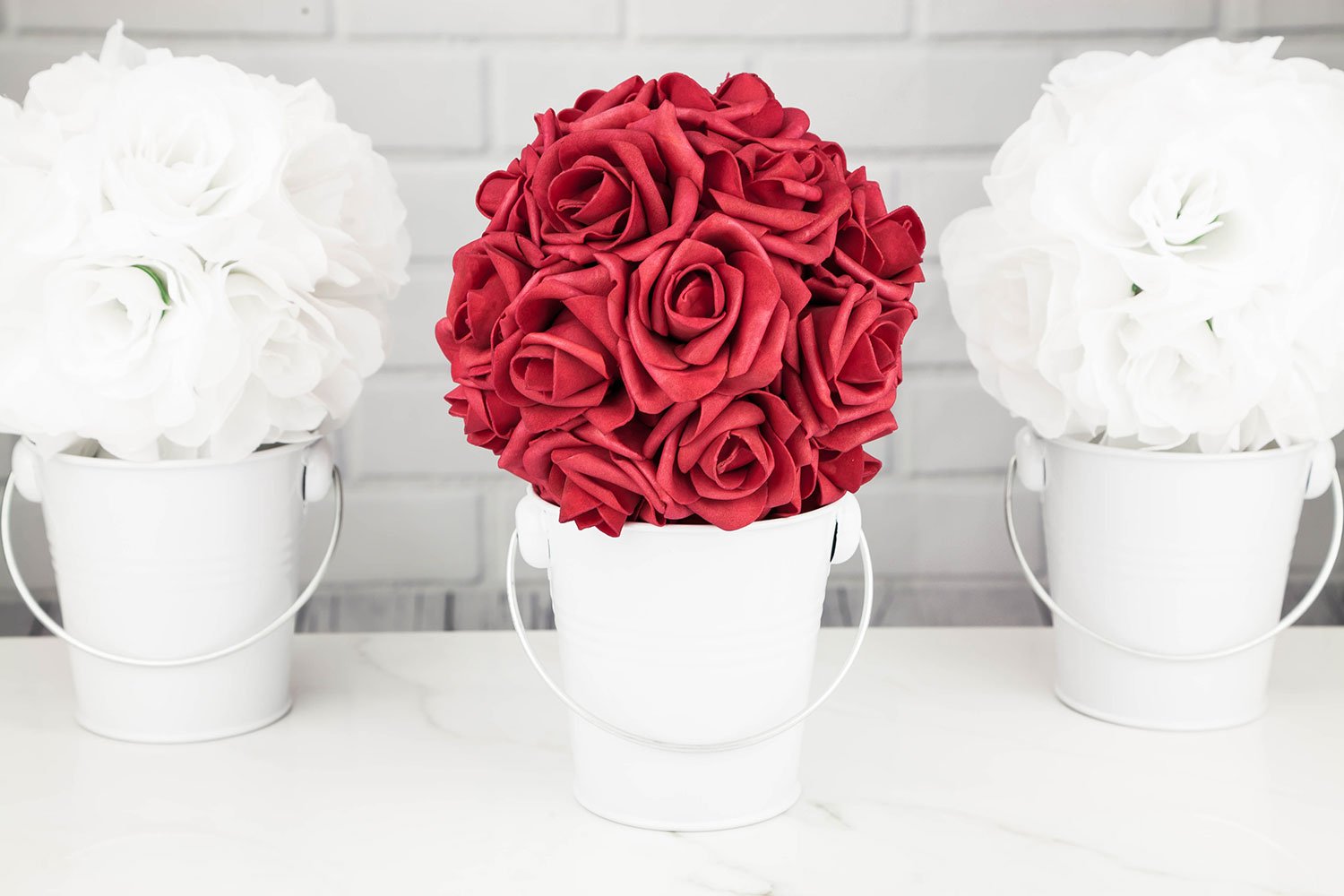  6.5" Red Foam Rose Flower Pomander Kissing Ball Decoration - AsianImportStore.com - B2B Wholesale Lighting and Decor