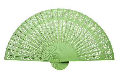 8" Light Lime Green Wood Panel Hand Fan w/ Organza Bag for Weddings - AsianImportStore.com - B2B Wholesale Lighting and Decor