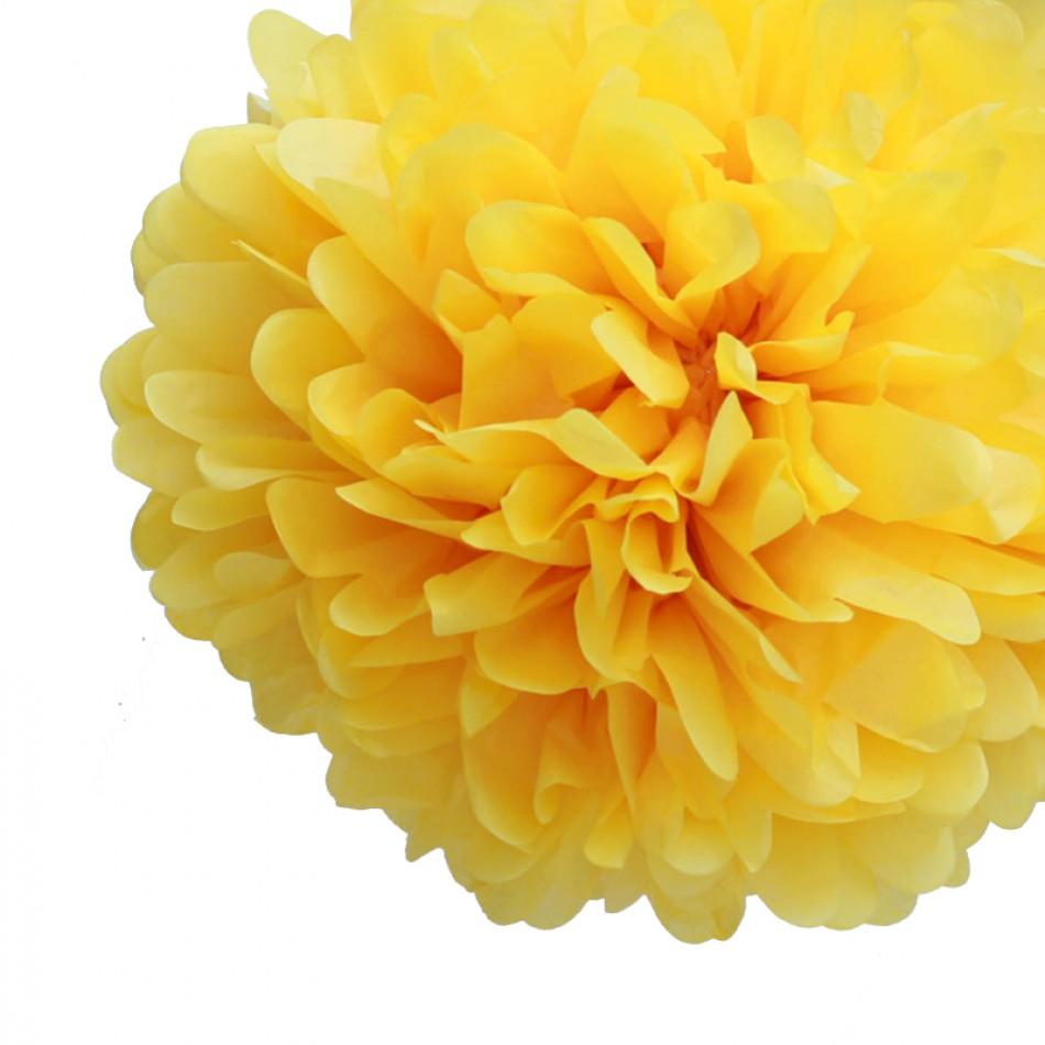 EZ-Fluff 8" Yellow Tissue Paper Pom Pom Flowers, Hanging Decorations (100 PACK) - AsianImportStore.com - B2B Wholesale Lighting and Décor