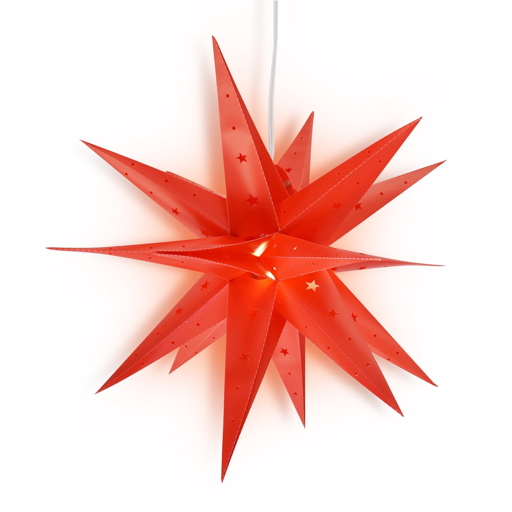 23" Red Moravian Weatherproof Star Lantern Lamp, Multi-Point Hanging Decoration (Shade Only)