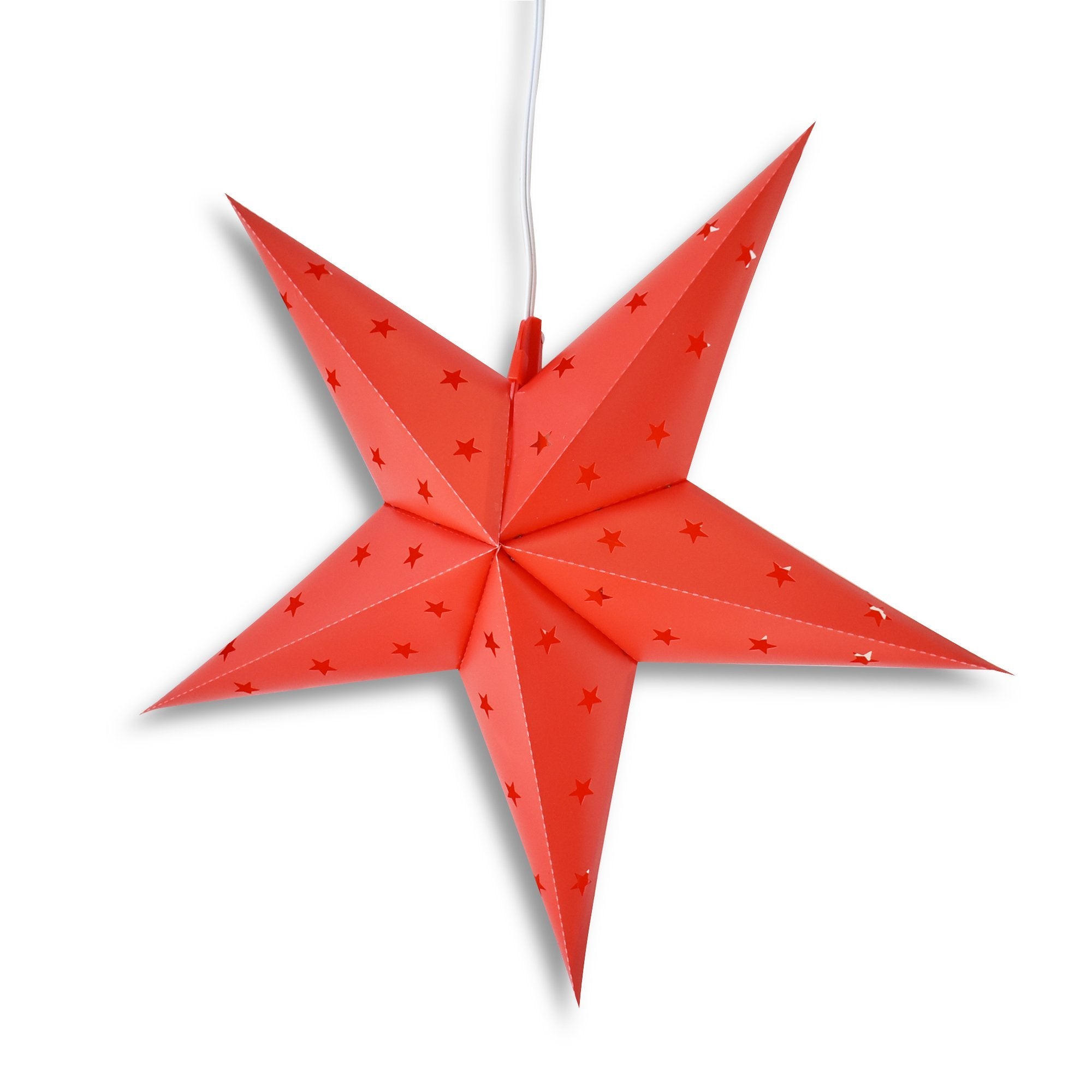 28" Red Weatherproof Star Lantern Lamp, Hanging Decoration (Shade Only)